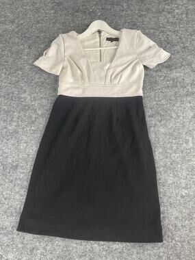 Great Plains London Dress Small Black White A Line Sheath Short Sleeve N332